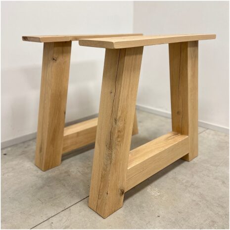 Eikenhouten A-poot onderstel voor boomstam eettafel