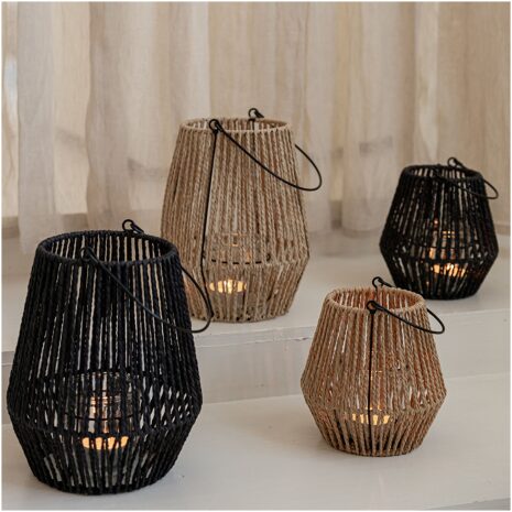 JENS Living Lantaarn in naturel en zwart bij bartsmeubelen