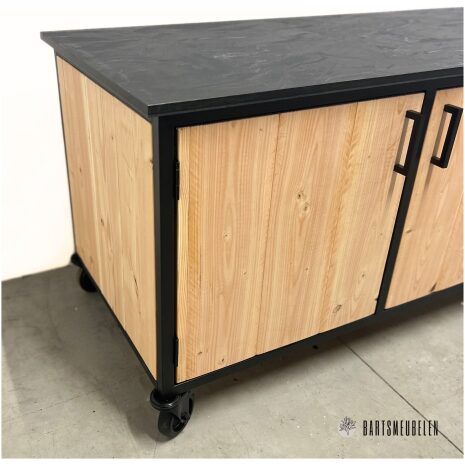 buitenkeuken met opbergkast HPL blad ZWART opbergruimte en stalen frame