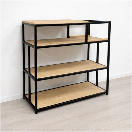 Platenspeler kast voor Vinyl eiken en staal Groove