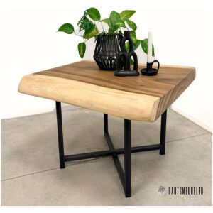 Suar boomstam salontafel met stalen onderstel (K)