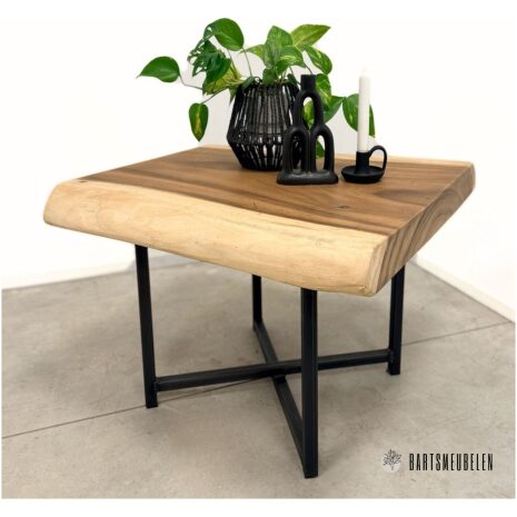 Suar boomstam salontafel met stalen onderstel (K)