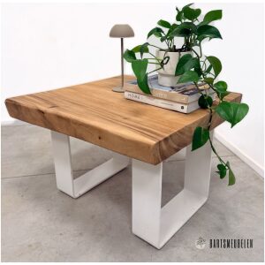 Suar boomstam salontafel met witte U poot (O)