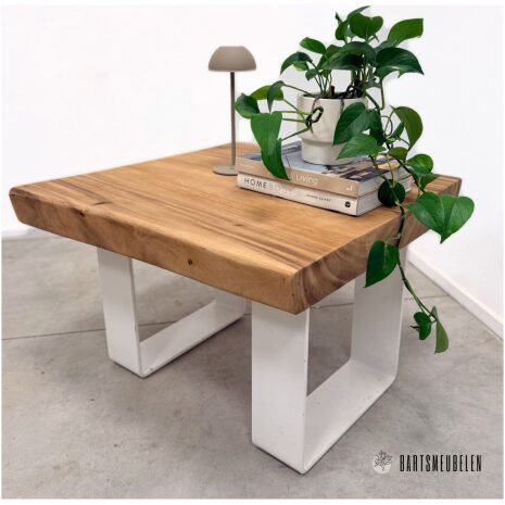 Suar boomstam salontafel met witte U poot (O)