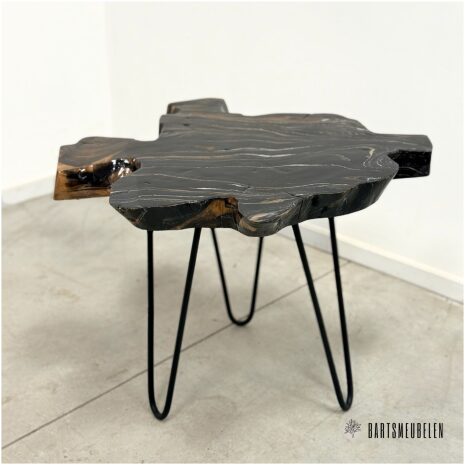 Teak boomstam bijzet tafeltje met Epoxy (G)
