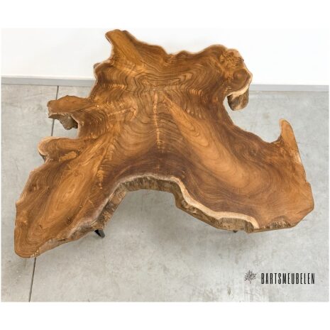 Teak tafeltje met boomstamblad (A)