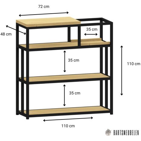 platenspeler kast eiken en staal Groove afmetingen