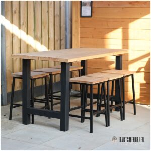 6 persoons lage bartafel set douglas met stalen frame