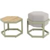 Bijzettafel buiten en hocker Esagono zachtgroen Bijzettafel buiten en hocker Esagono zachtgroen
