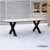 Tuintafel HPL taupe met X poot Tuintafel HPL taupe met X- poot
