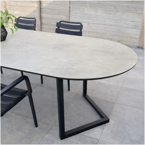 details driehoek poot tuintafel HPL taupe