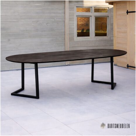 tuintafel HPL walnut met driehoek poot