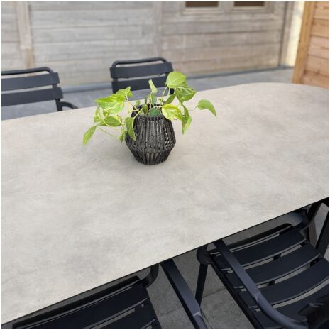 tuintafel hpl taupe blad details