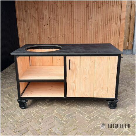 Buitenkeuken 150 cm met HPL zwart blad en opbergkast
