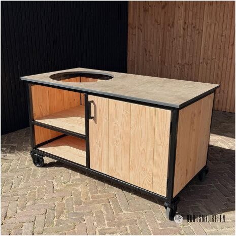 Buitenkeuken met opbergkast 150 cm HPL blad taupe