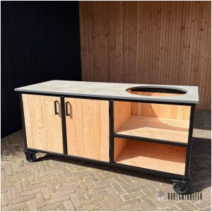 Buitenkeuken met opbergkast 180 cm HPL blad beige