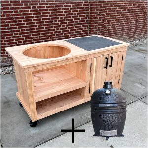 Buitenkeuken opbergkast met tegel 150 cm met Grill Guru Medium Satin Black