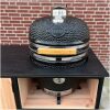 Luxe buitenkeuken 205 cm met HPL zwart en Yakiniku kamado large Luxe buitenkeuken 205 cm met HPL zwart en Yakiniku kamado large