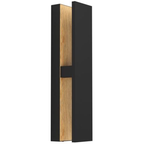 Moderne wandlamp buiten met warme houtlook binnenzijde Moderne wandlamp buiten met warme houtlook binnenzijde