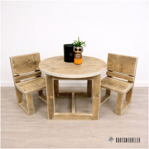 Peutertafel set rond Tim van hout met stoeltjes