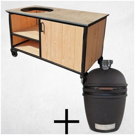 Combi deal buitenkeuken met opbergkast 150 cm en HPL blad Taupe+ bastard urban Large solo