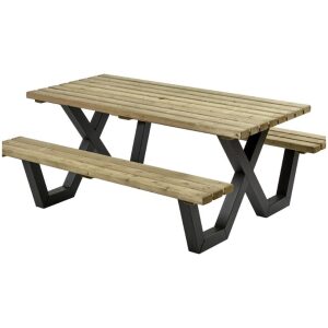 Houten Picknicktafel Geïmpregneerd met metalen frame 180 cm