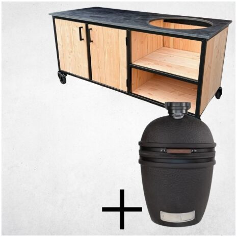 Buitenkeuken met opbergkast 180cm + hpl blad zwart + Bastard Urban Large