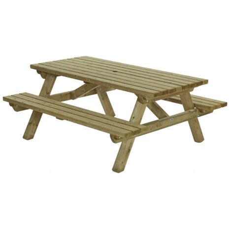 houten rechthoekige picknicktafel