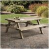 houten rechthoekige picknicktafel met achtergrond