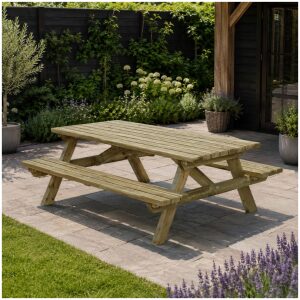 rechthoekige picknicktafel 200 cm met achtergrond