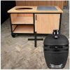 combi deal buitenkeuken douglas en staal met opbergkast en tegel 150 cm met grill guru kamado mat zwart