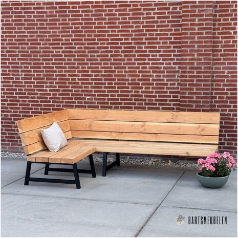 Hoekbank douglas met stalen frame Roosendaal 230 x 155 cm