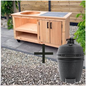 Combi-deal Buitenkeuken Opbergkast met Tegel 150 cm + The Bastard PRO Graphite Large