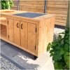 verrijdbare Kamado tafel Douglas met tegel 180 cm voor Compact kamado
